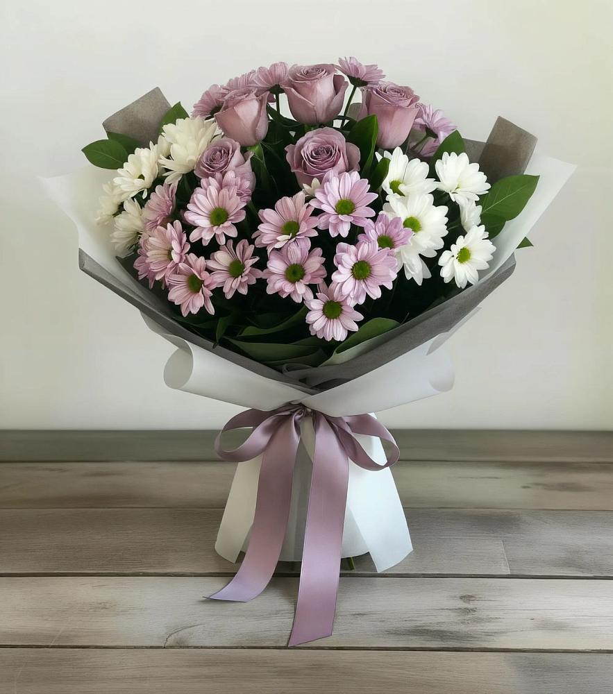Букет цветов из: Хризантемы и Розы в Армавире