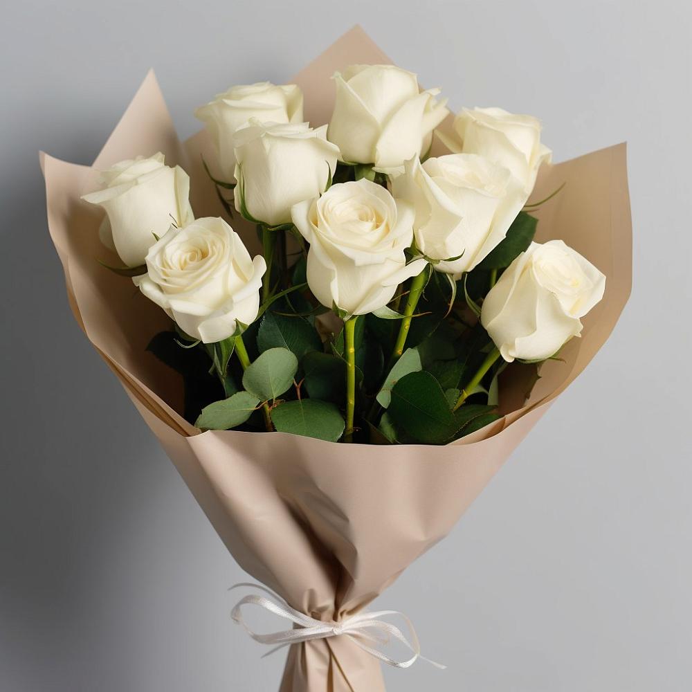 Букет 9 Белых роз Эдлесс Лав в Армавире