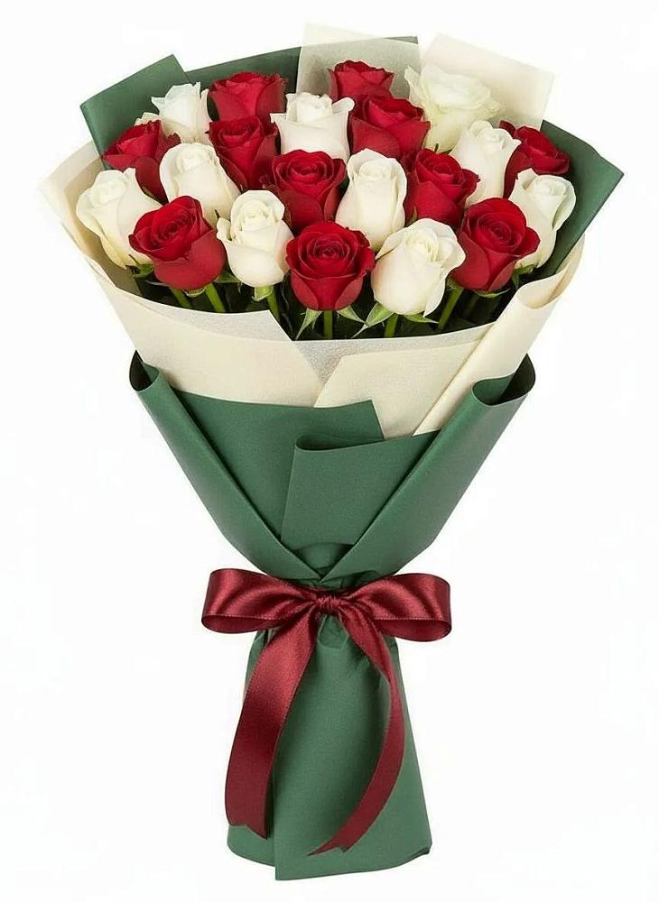 Букет Микс из красных и белых роз в Армавире