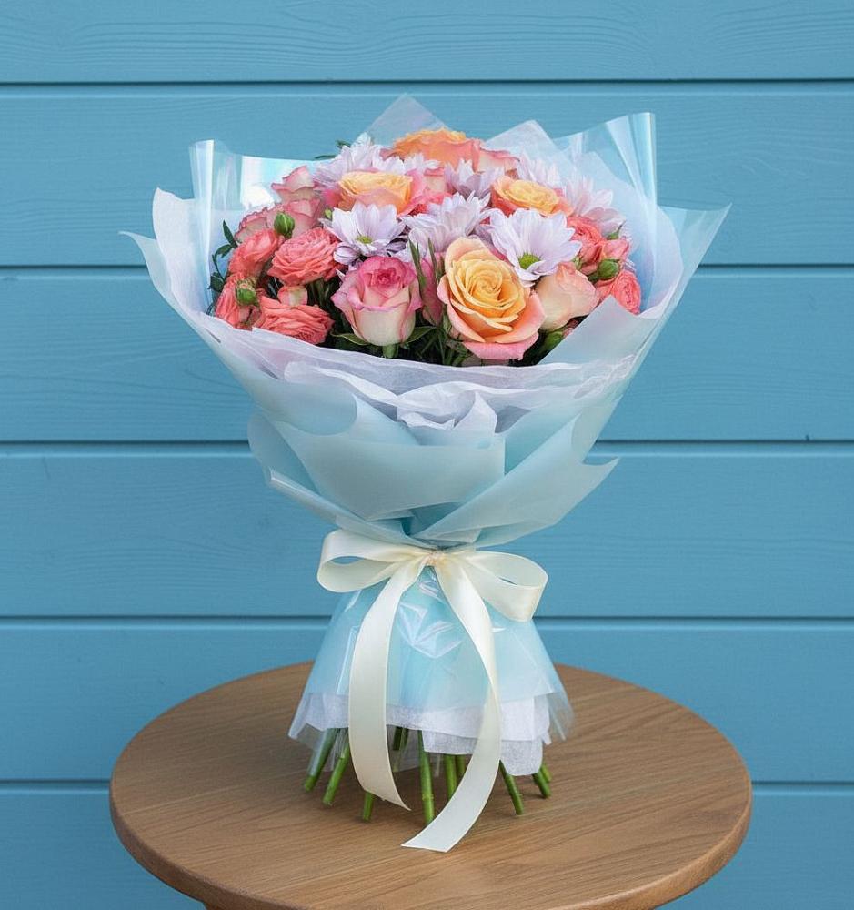 Букет цветов из: Хризантемы и Розы в Армавире